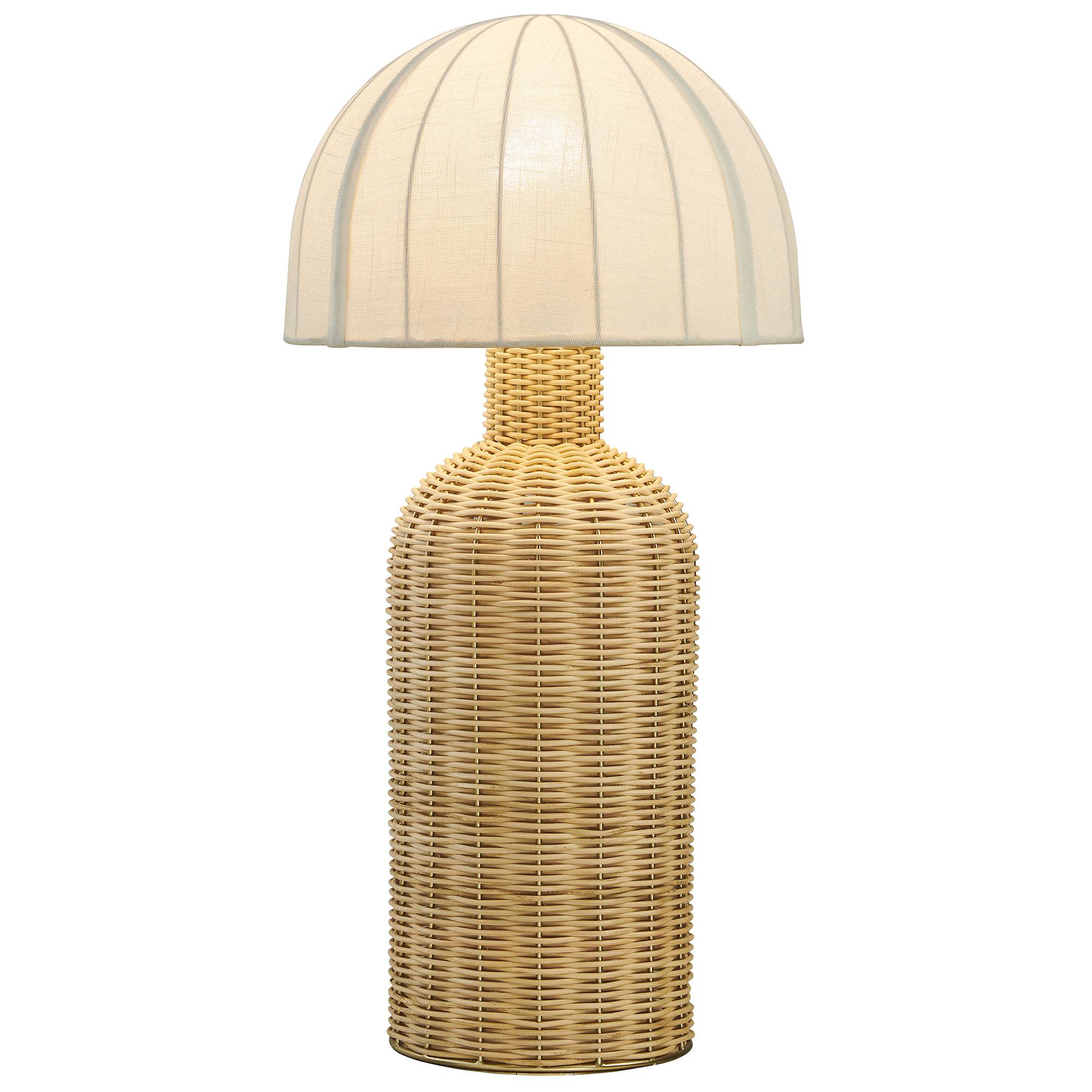Angle. Modway - Santo Rattan Table Lamp With Dome Shade by Modway - White Natural.