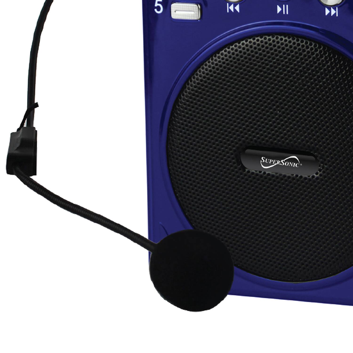 Left. Supersonic - Supersonic Bluetooth Portable Pa Speaker Voice Amplifier With Microphone, Fm Radio, And Karaoke Jack - Blue.
