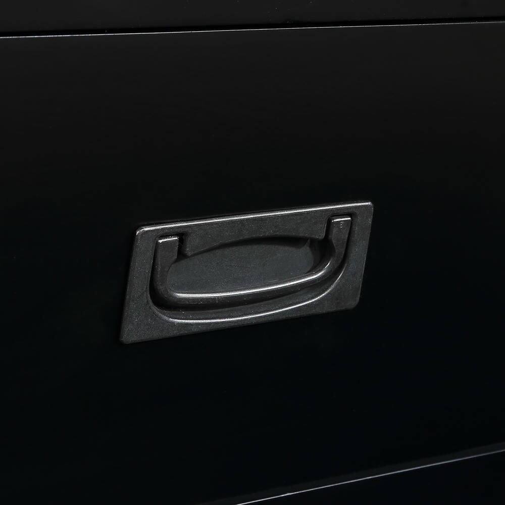 Left. Kadyn - 36'' Farmhouse Pine Wood Console Table Entry Sofa Table with 4 Drawers & 1 Storage Shelf for Entryway Living Room, Black - Black.