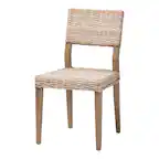 Front. bali & pari - Barossa Bohemian Kubu Rattan and Mahogany Wood Dining Chair - Kubu Grey/Rustic Taupe.