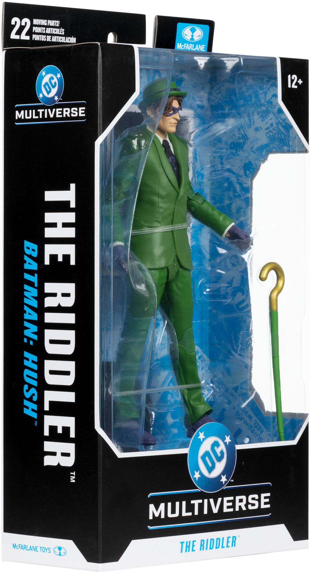 MOVING PARTS!  
22 PUNTOS DE ARTICULACIÓN  
McFARLANE DC MULTIVERSE  
12+  
THE BATMAN: HUSH  
THE RIDDLER™  
McFARLANE TOYS  
DC MULTIVERSE  
THE RIDDLER