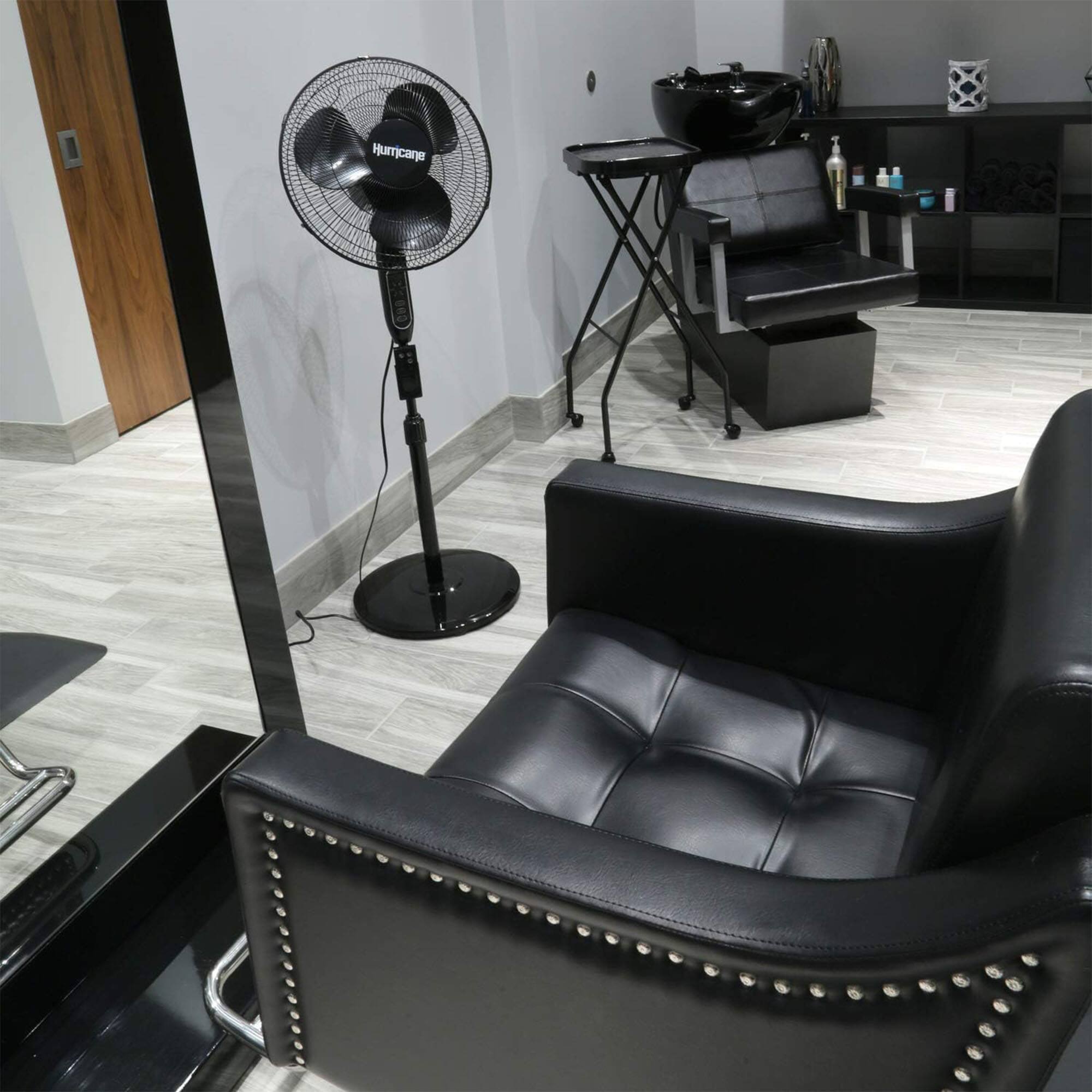 Alt View 5. Hurricane - Hurricane Supreme 16" 3 Speed Oscillating Stand Pedestal Fan with Remote, Black - Black.