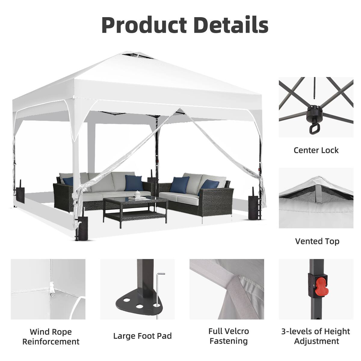 Product Details

- Center Lock
- Vented Top
- Wind Rope Reinforcement
- Large Foot Pad
- Full Velcro Fastening
- 3-levels of Height Adjustment