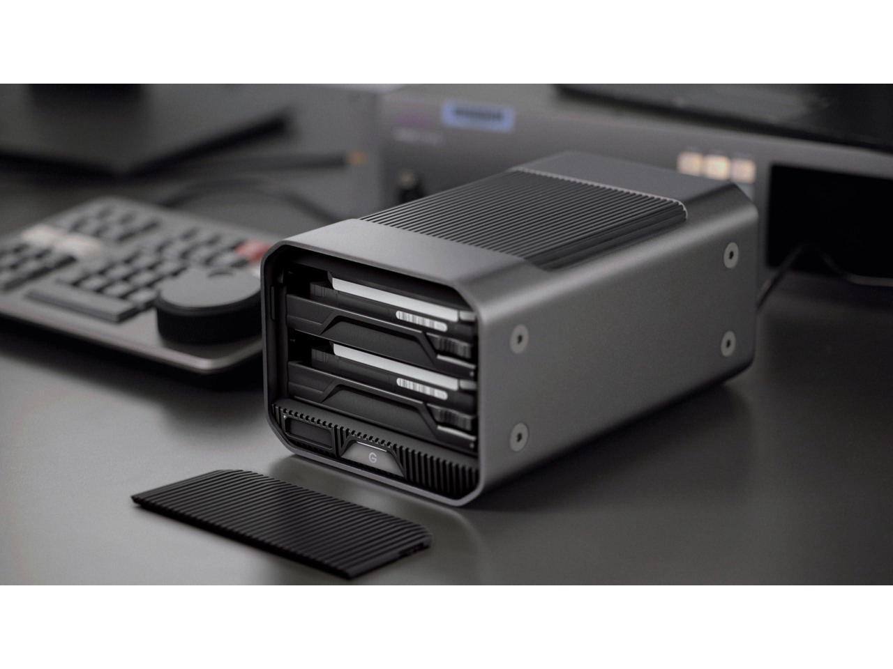 Alt View 4. SanDisk Professional - SanDisk G-Raid Project 2 16TB Desktop Drive, Thunderbolt 3, Pro-Blade SSD, 480MB/s (Space Gray) - Black.