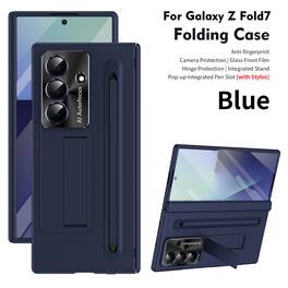 Dteck - Fold Case For Samsung Galaxy Z Fold7 with Screen Protector+ Stylus, Shockproof Foldable Kickstand Hinge Protection Cover - Blue