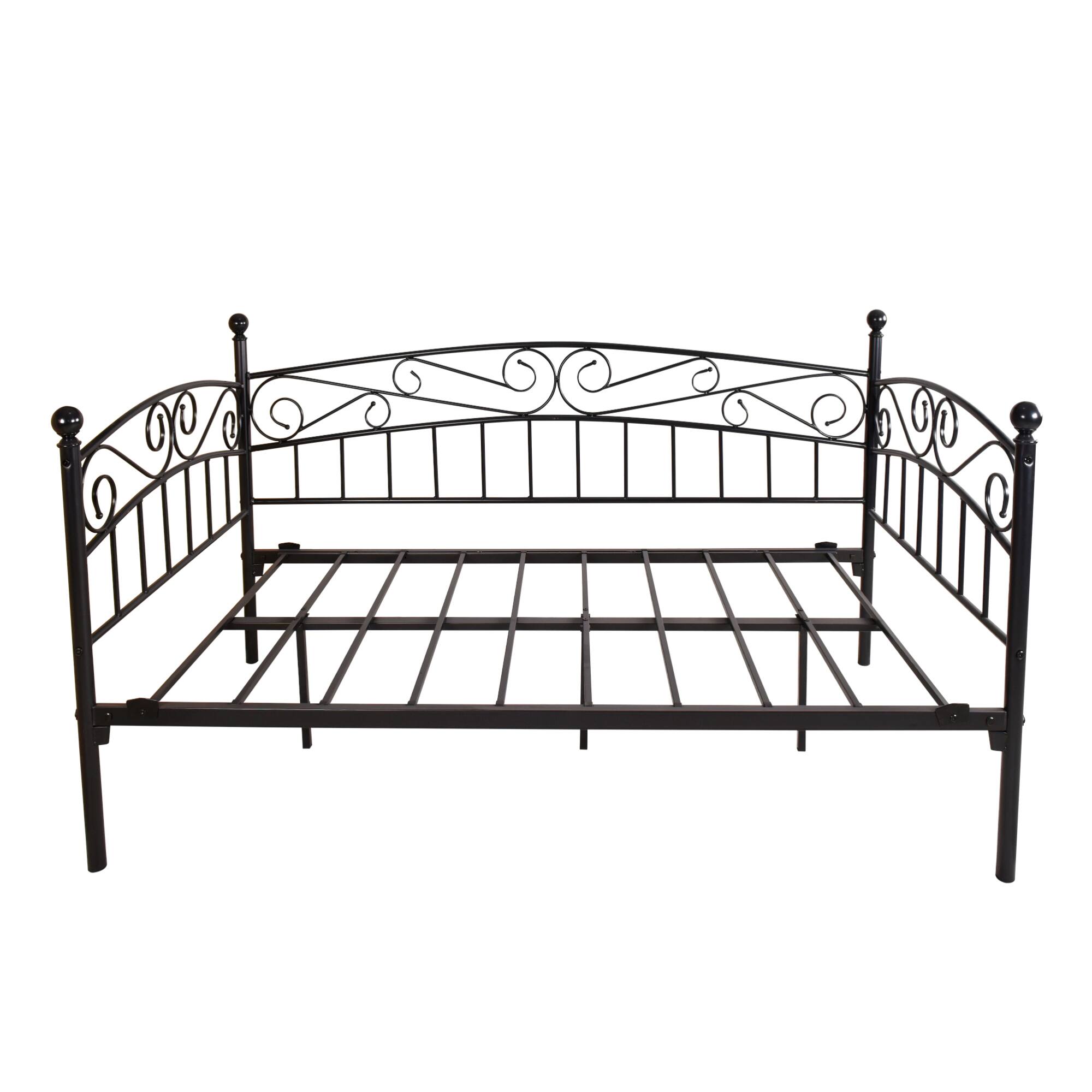 Alt View 2. GOODSILO - Multifunctional Twin Size Metal Daybed Frame with Headboard Sturdy Mattress Foundation Sofa Bed - Black.