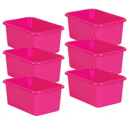Teacher Created Resources - Pink Small Plastic Storage Bin, Pack of 6