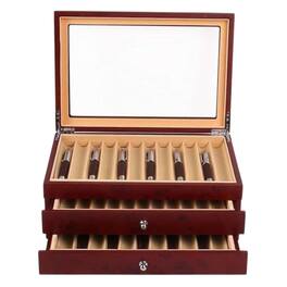 Stock Preferred - Luxury Wooden Fountain Pen Display Case - Red