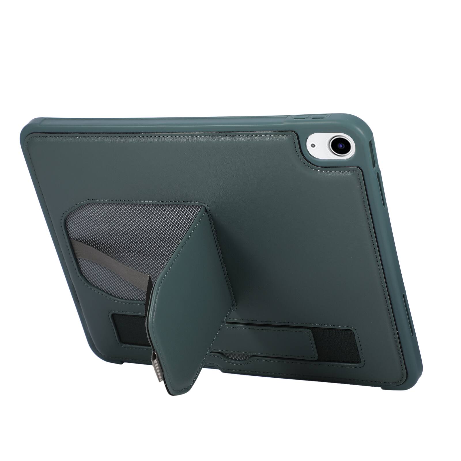 Alt View 1. Dteck - Shockproof Case for Apple iPad (A16) 11" 2025 with Hand Strap and Foldable Kickstand, PU Leather TPU Protective Cover - Darkgreen.