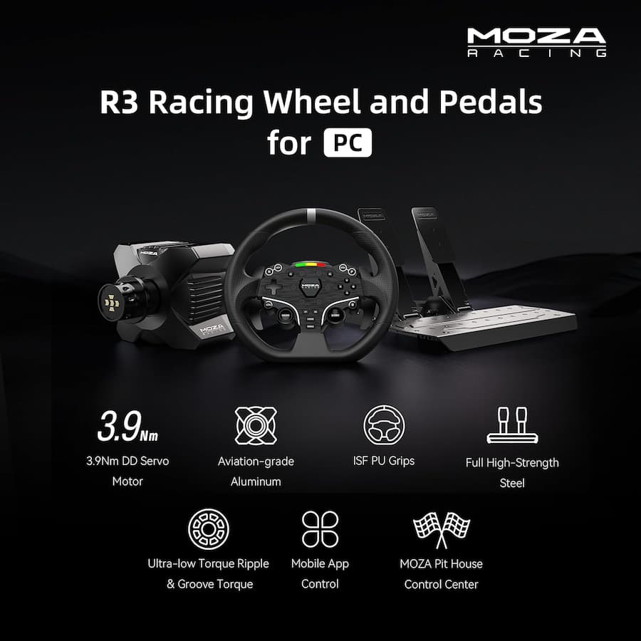 Moza Racing R3 Direct Drive Sim Racing Bundle with 3.9Nm of force Moza Racing R3 Direct Drive Sim Racing Bundle with 3.9Nm of force