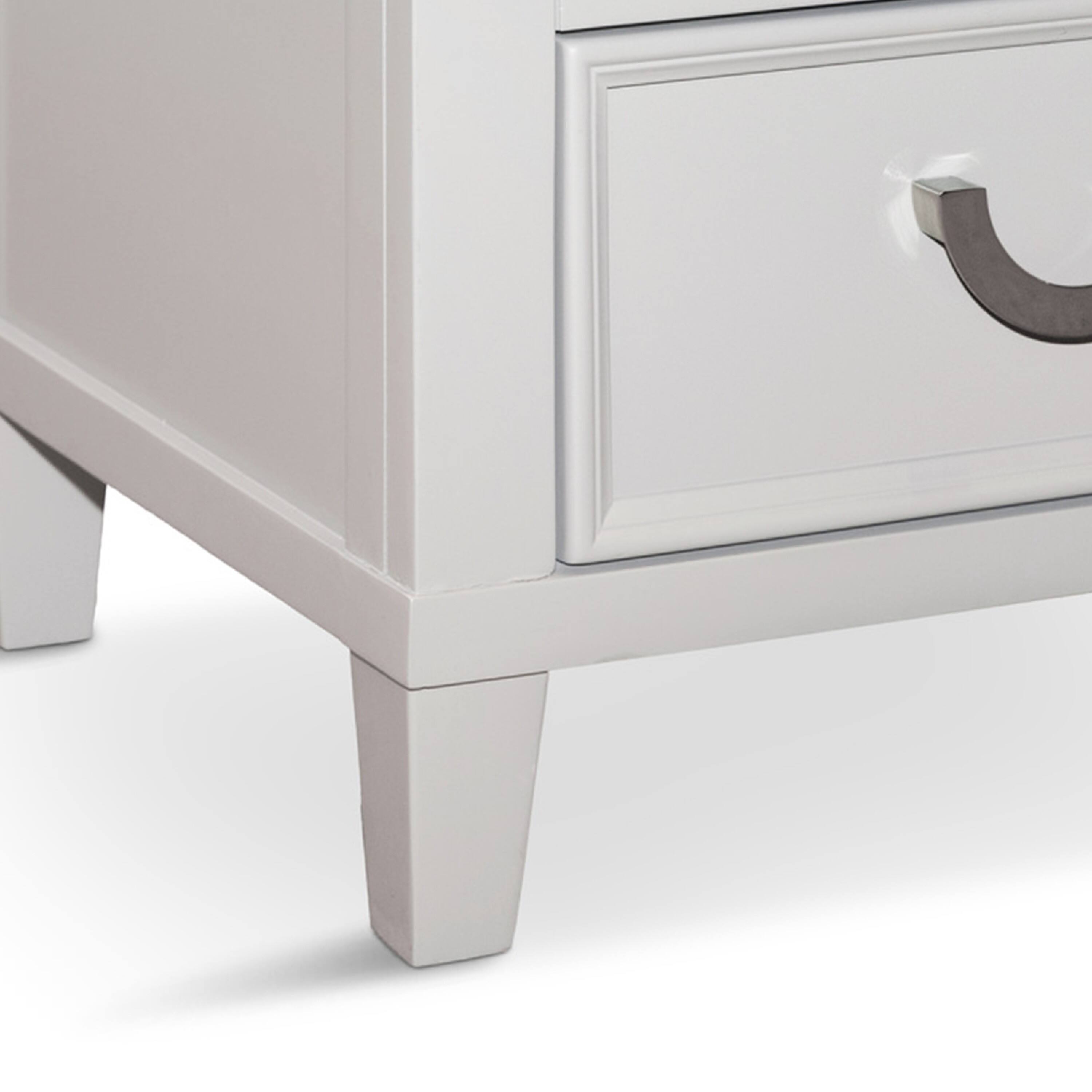 Alt View 3. Manhattan Lane - Kiki Nightstand with 2 Drawers, Chrome Metal, White Wood - White.