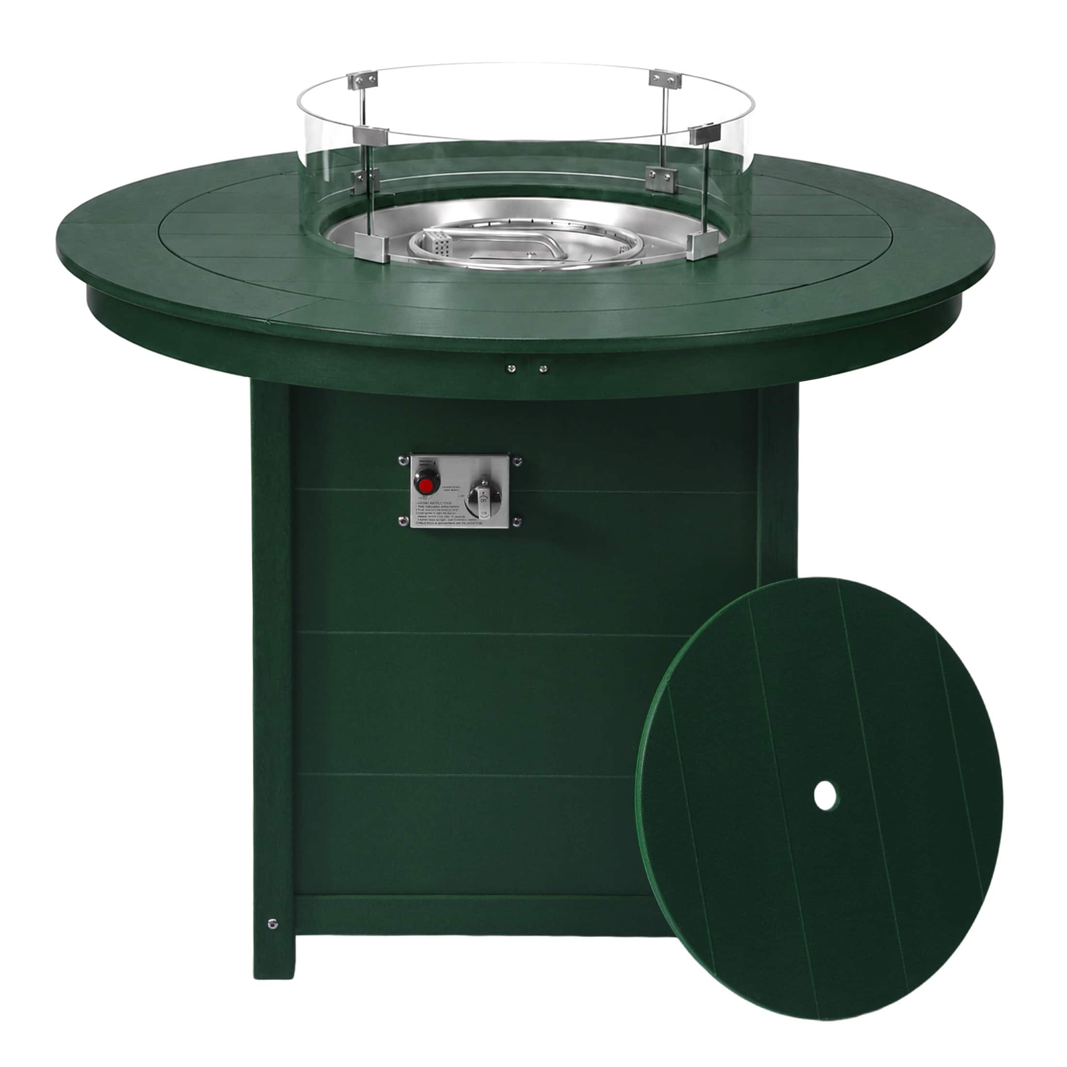 WestinTrends - Helios 47" Modern Outdoor Patio Propane Round Counter Height Fire Pit Table - Dark Green