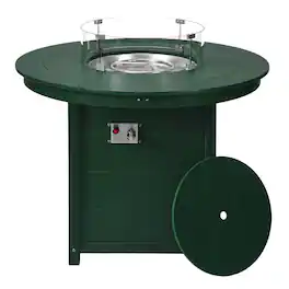 WestinTrends - Helios 47" Modern Outdoor Patio Propane Round Counter Height Fire Pit Table - Dark Green