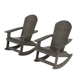 WestinTrends - Tuscany HIPS Outdoor Rocking Adirondack Chair (Set of 2) - Charcoal Gray