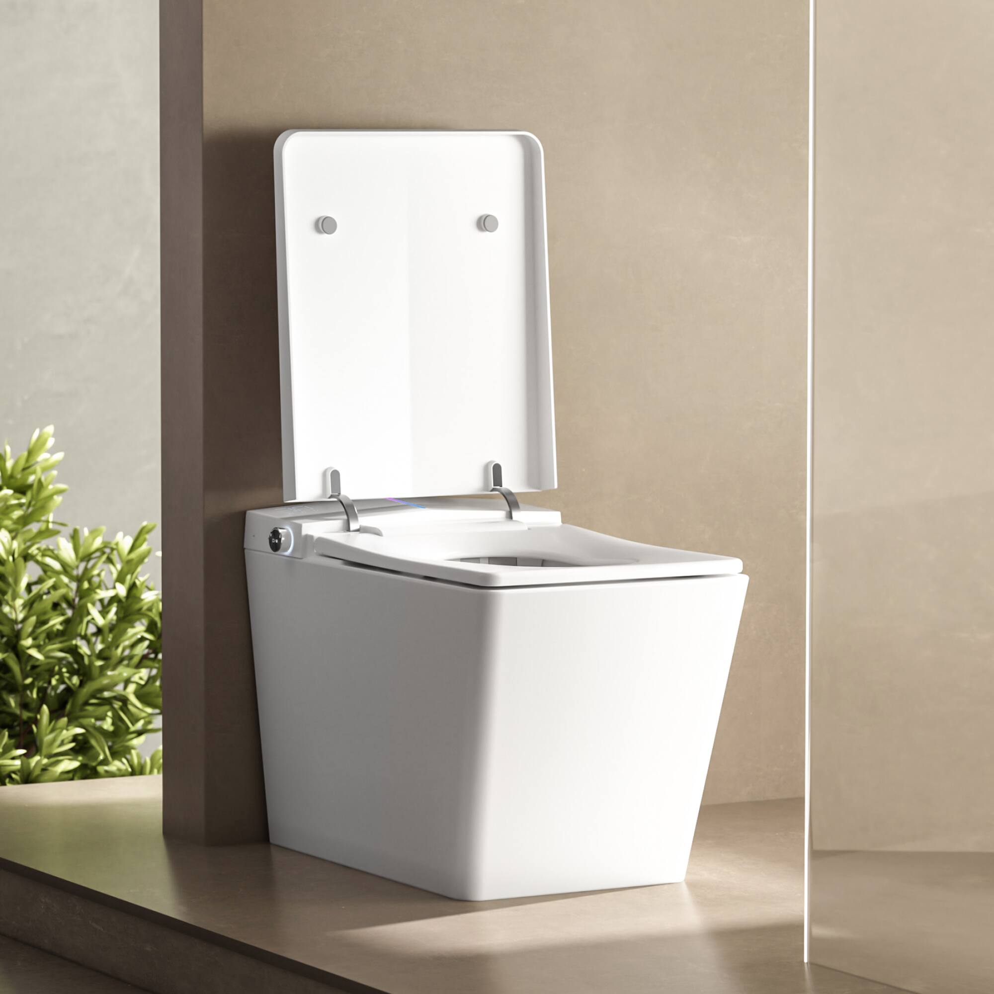 Alt View 2. ELEMENT ACE - Modern Smart Toilet with Remote Control, Auto Flush, Heated Seat, LED Display, and Foot Sensor for Touchless Operation - White.