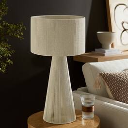 Gia Handwoven Cotton Thread Striped or Plain Table Lamp by Modway - Natural