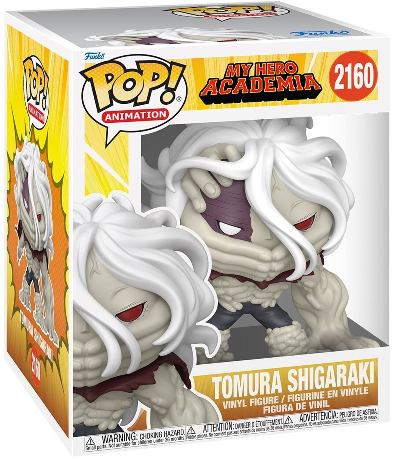 Funko POP! Animation  
My Hero Academia  
2160  
Tomura Shigaraki  
Vinyl Figure / Figurine en Vinyle / Figura de Vinil  

Warning: Choking Hazard  
Attention: Danger d'Étouffement  
Advertencia: Peligro de Asfixia  
Not suitable for children under 36 months  
Ne convient pas aux enfants de moins de 36 mois  
Pequeñas piezas. No es adecuado para niños menores de 36 meses