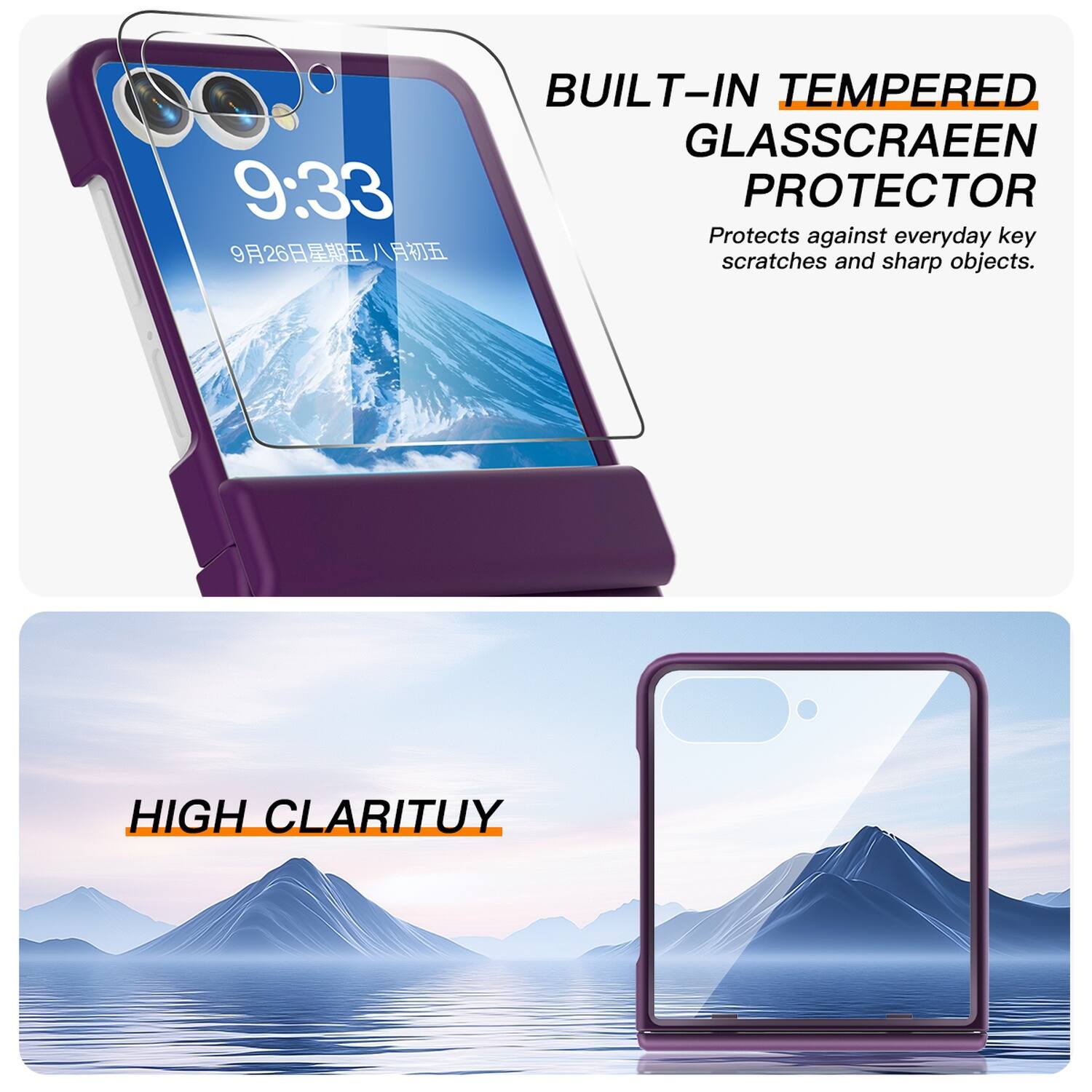 BUILT-IN TEMPERED GLASS SCREEN PROTECTOR  
Protects against everyday key scratches and sharp objects.  

HIGH CLARITY