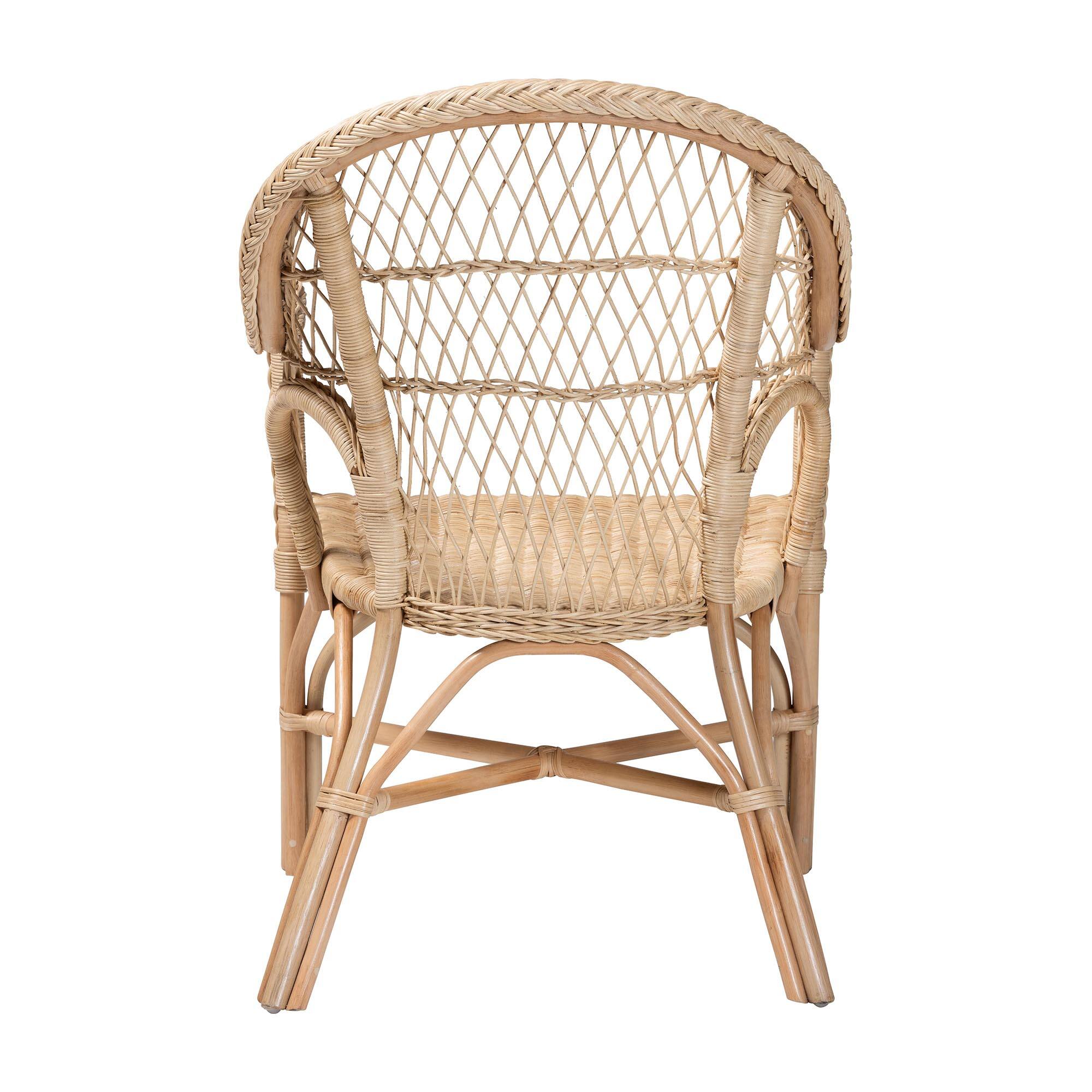 Back. bali & pari - Zaira Modern Bohemian Natural Rattan Arm Chair - Natural.