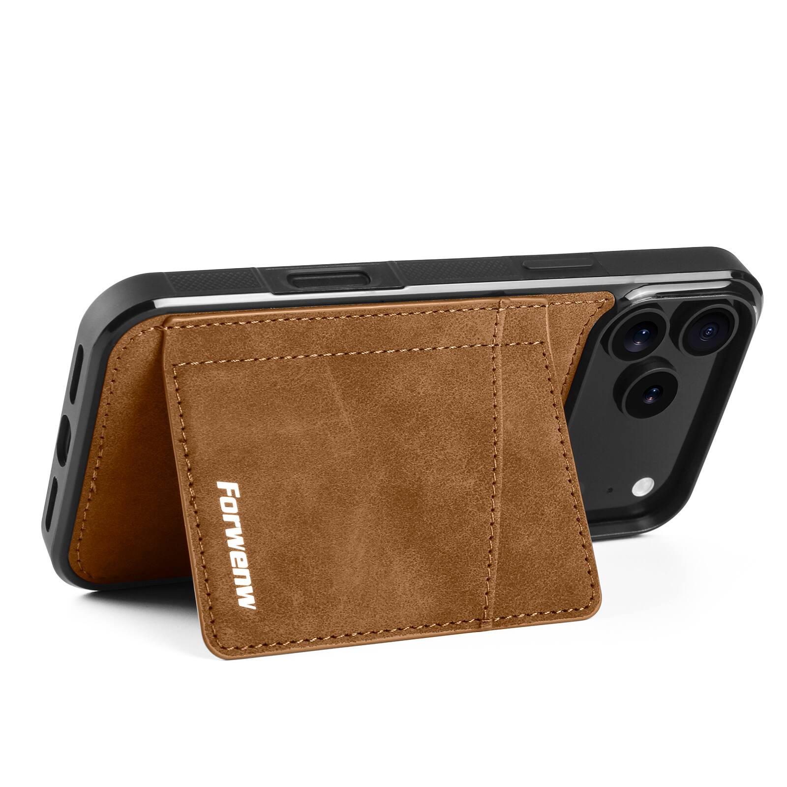 Left. Dteck - Wallet Phone Case for Apple iPhone 18 Pro Max with Kickstand, Slim Shockproof Leather TPU Card Holder Protective Cover - Brown.