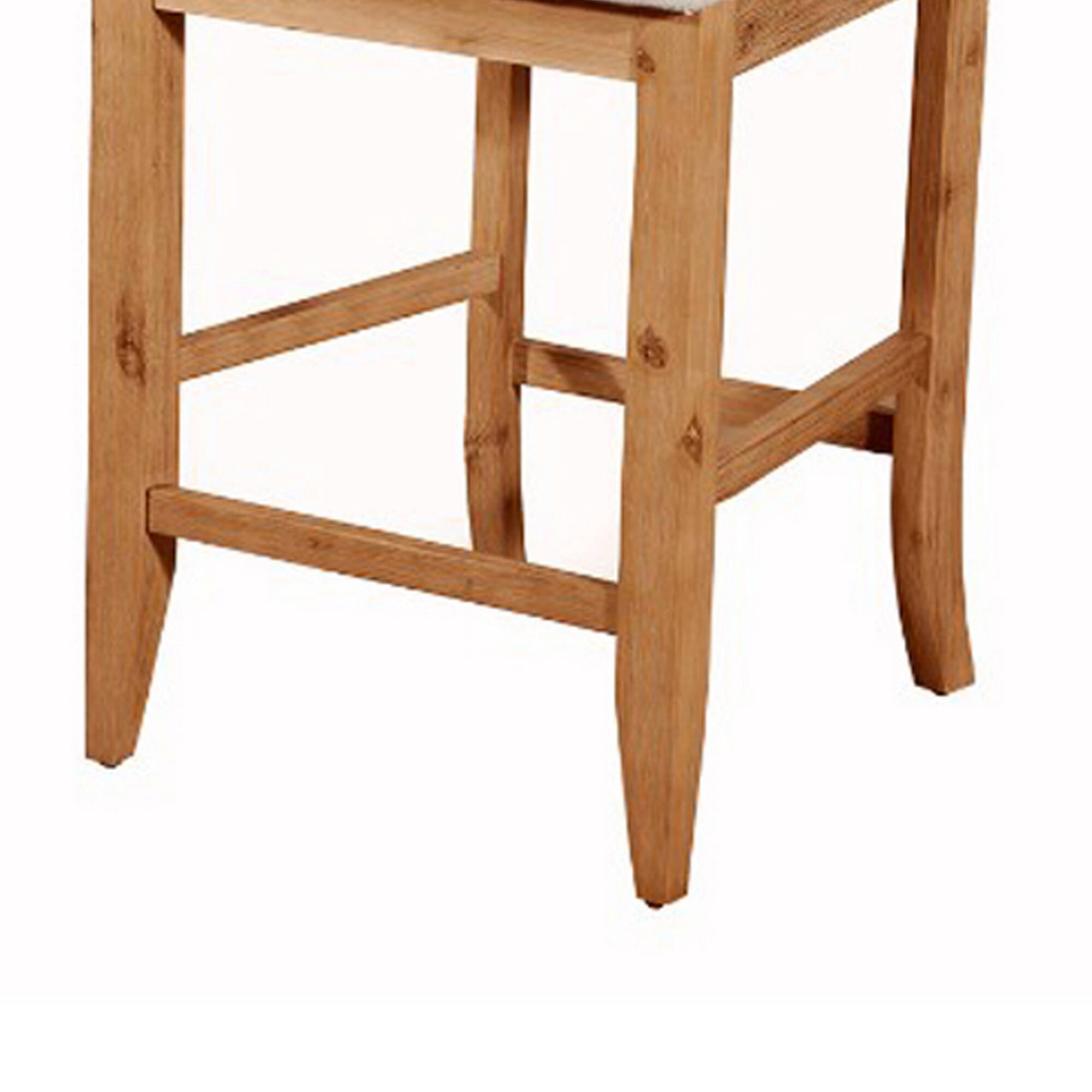 Back. Manhattan Lane - Wooden Pub Chair With  Fabric Upholstery Set Of 2 - Natural Brown.