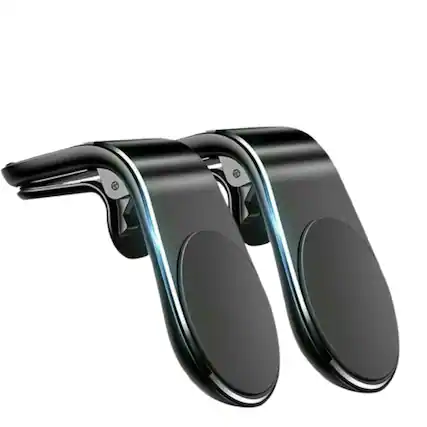 Front. Home Collection - 2x Black Magnetic Car Air Vent Phone Mount Holder for Mobile Cellphone - Black.