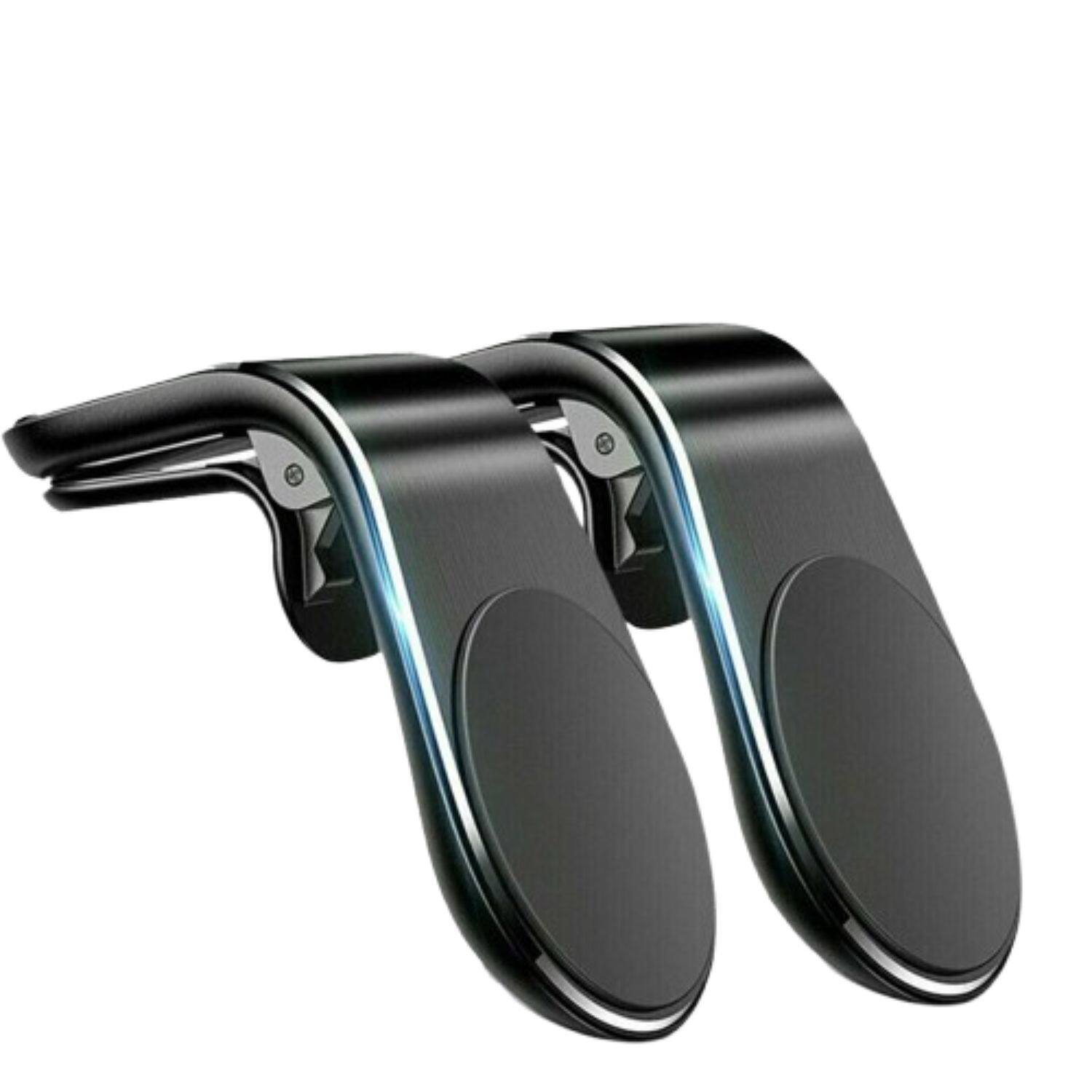 Front. Home Collection - 2x Black Magnetic Car Air Vent Phone Mount Holder for Mobile Cellphone - Black.