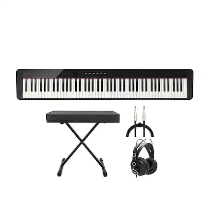 Front. Casio - Casio Privia 88-Key Digital Piano with Casio CS68 Stand (Black) w/Bench Bundle.