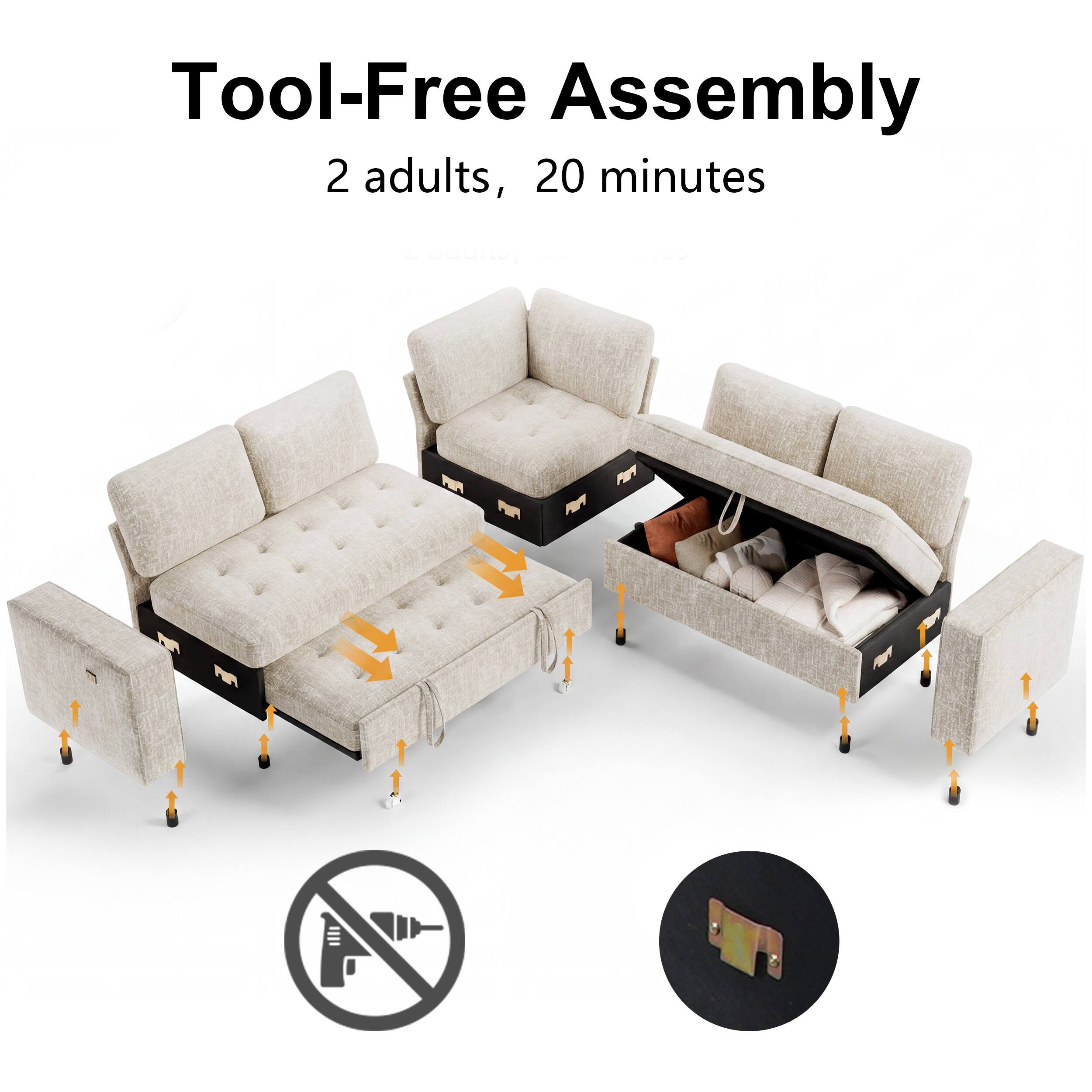 Tool-Free Assembly  
2 adults, 20 minutes