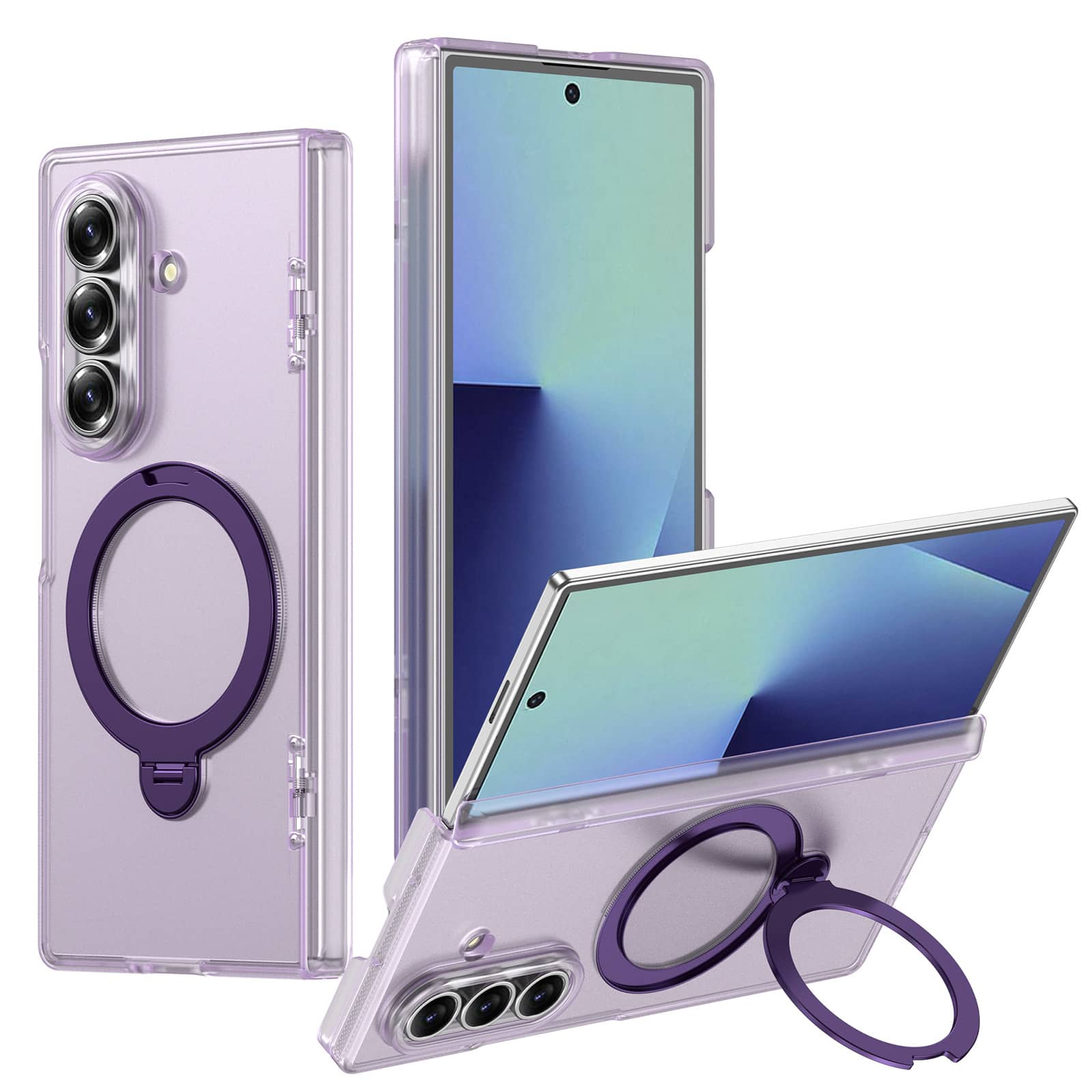 Dteck - Shockproof Frosted Phone Case for Samsung Galaxy Z Fold8 Ultra with Ring Stand, Slim Magnetic Rigid Plastic Hinge Cover - Mattepurple price history on PriceWatchPro