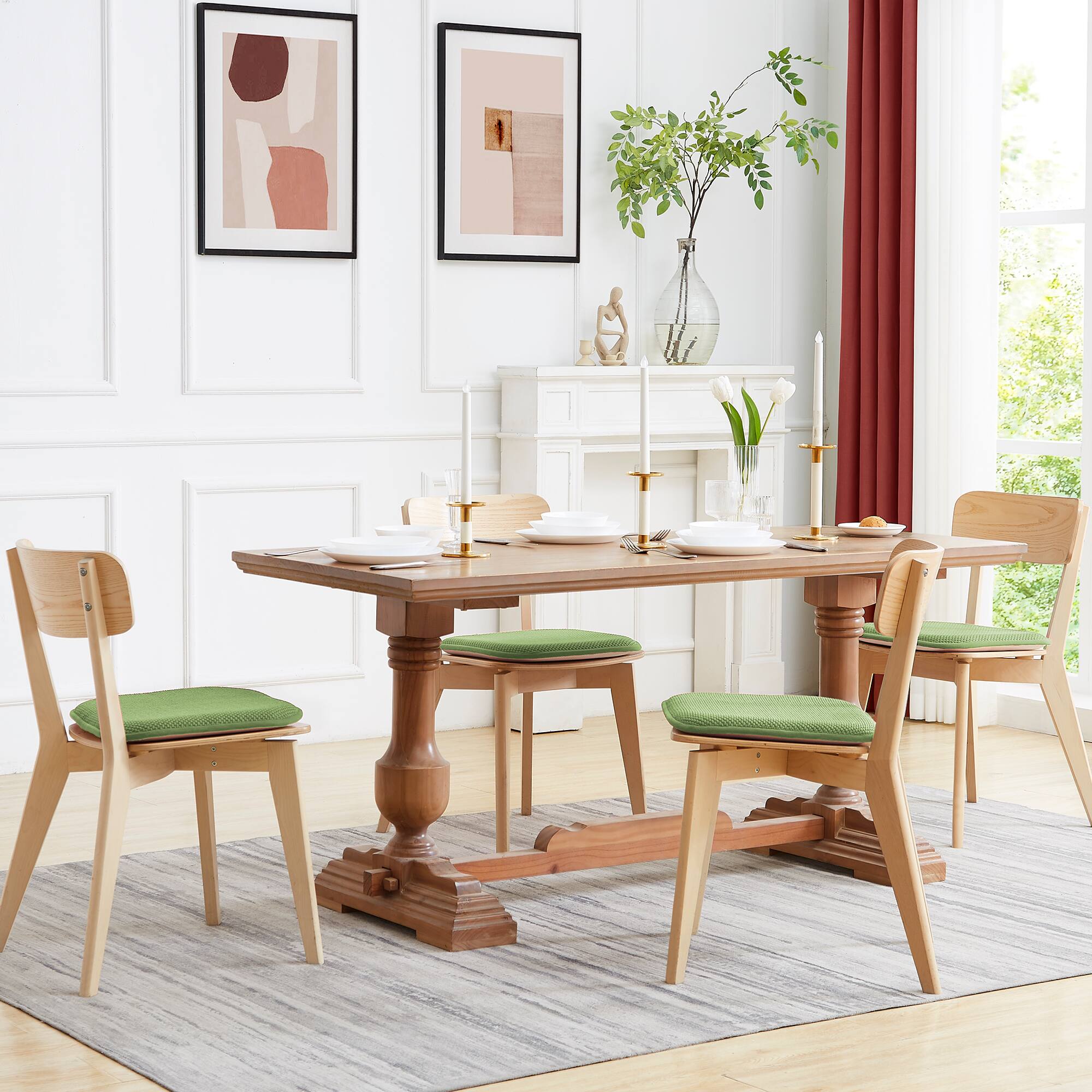 Alt View 2. Sweet Home Collection - Honeycomb Memory Foam No Slip Back 16" x 16" Chair Pad Cushion, 12-Pack - Green.