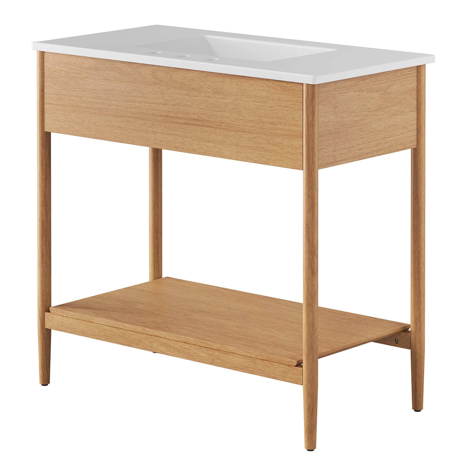 Alt View 4. Modway - Zaire Bathroom Vanity Basin Included by Modway - Natural White.