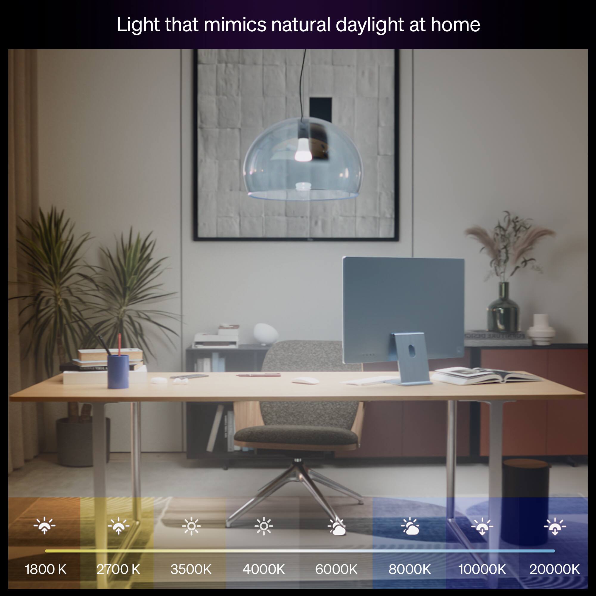 Light that mimics natural daylight at home

CEO SAUTIA

1800 K 2700 K 3500K 4000K 6000K 8000K 10000K 20000K