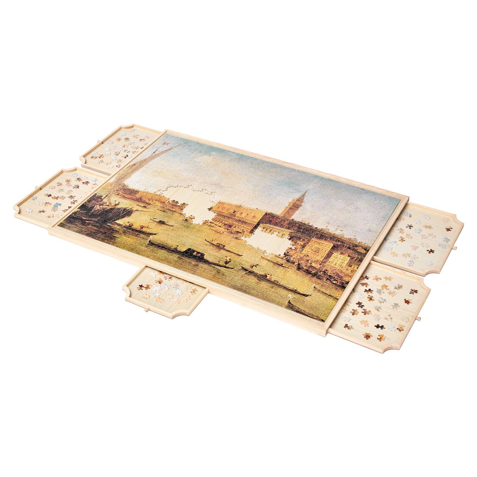 Alt View 5. VEVOR - 2000 Piece Rotating Puzzle Board with 5 Drawers and Cover, 40x29 in Portable Wooden Table, Jigsaw Puzzle Accessories.