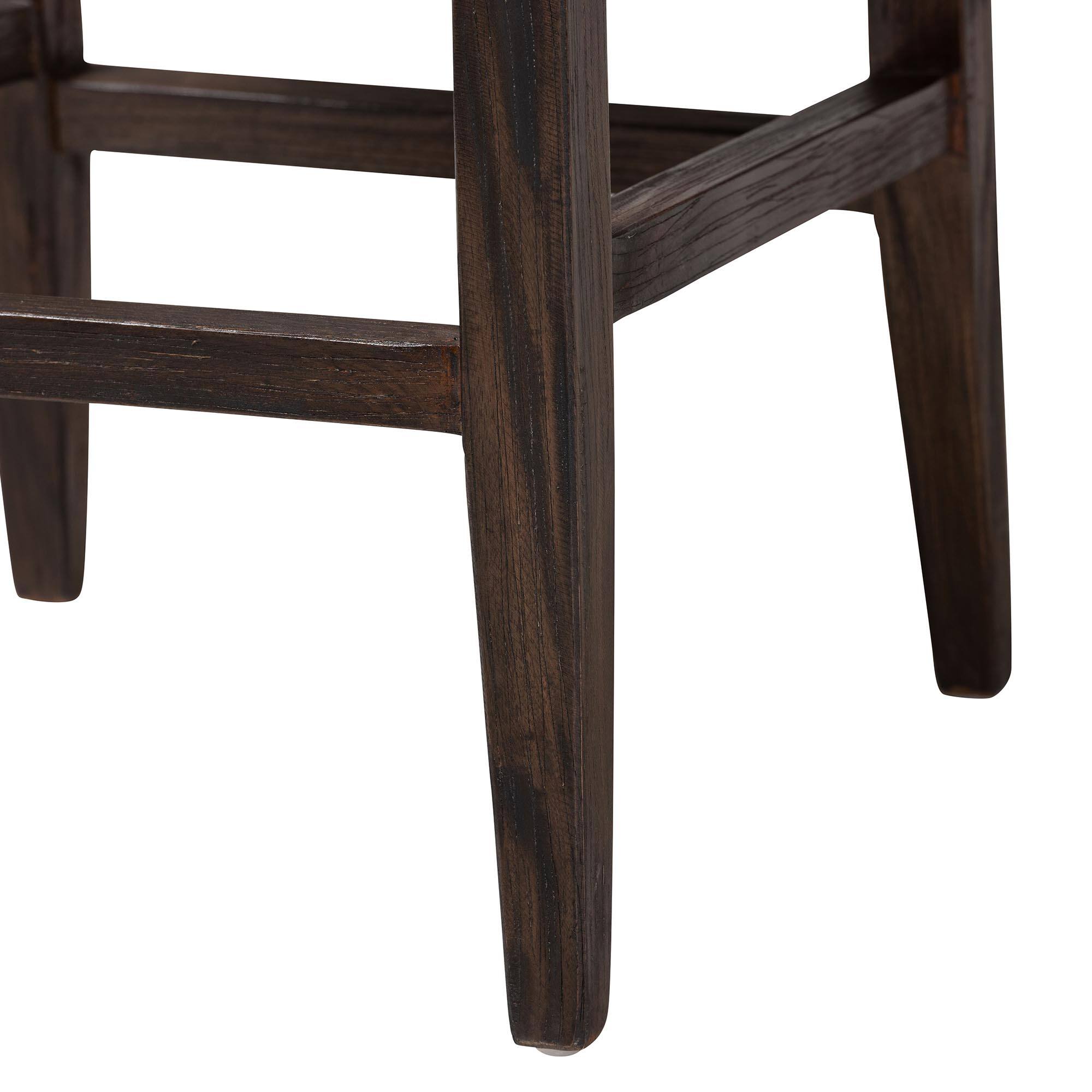 Alt View 2. bali & pari - Fatima Natural Rattan Counter Stool with Cushion – Handwoven Wicker Stool with Basketweave Back and Seat - Grey Taupe/Black.