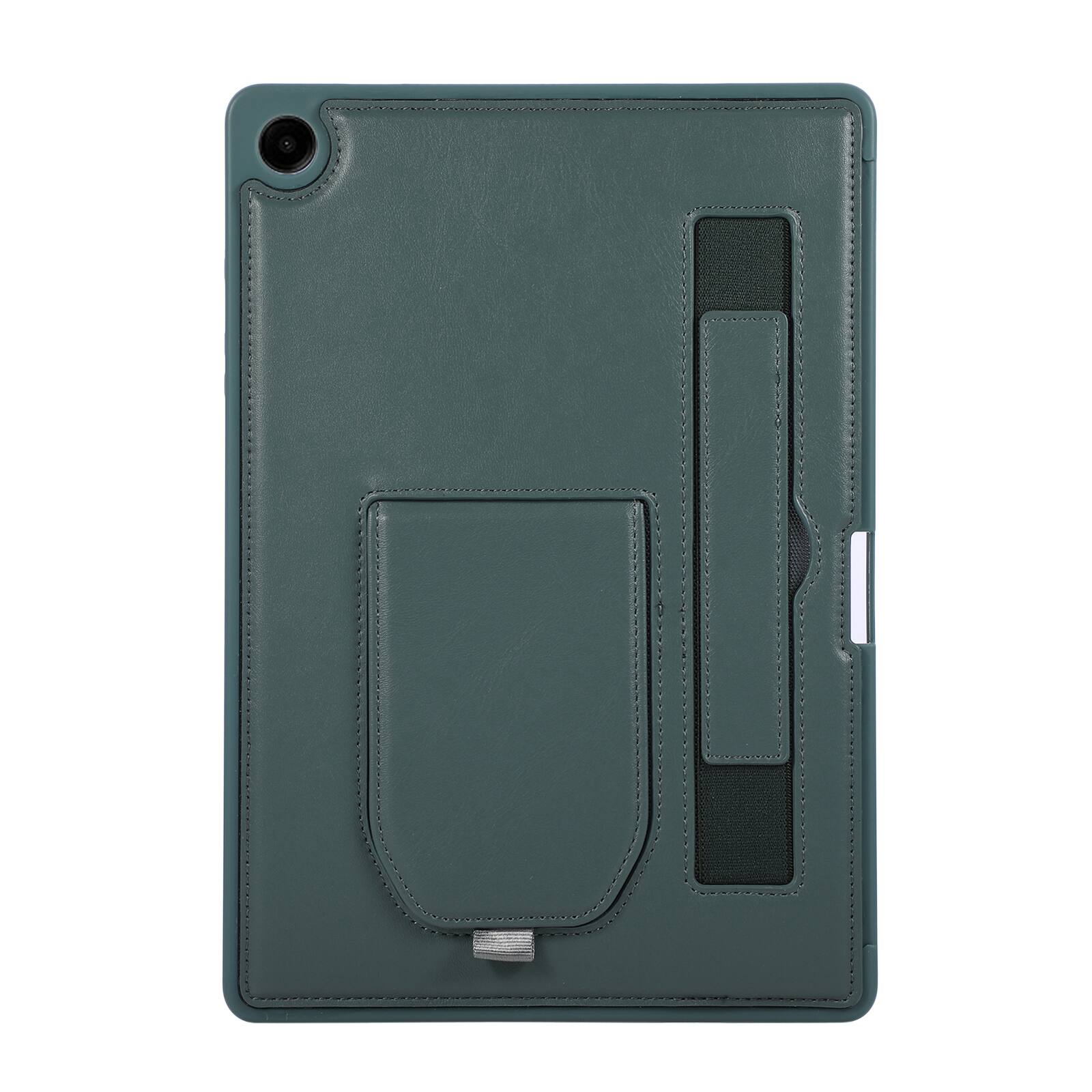 Angle. UUCOVER - Case for Samsung Galaxy Tab A11+ 11-inch 2025 (SM-X230/X236/X238) Shockproof PU Leather Hand Strap Kickstand Cover - Darkgreen.