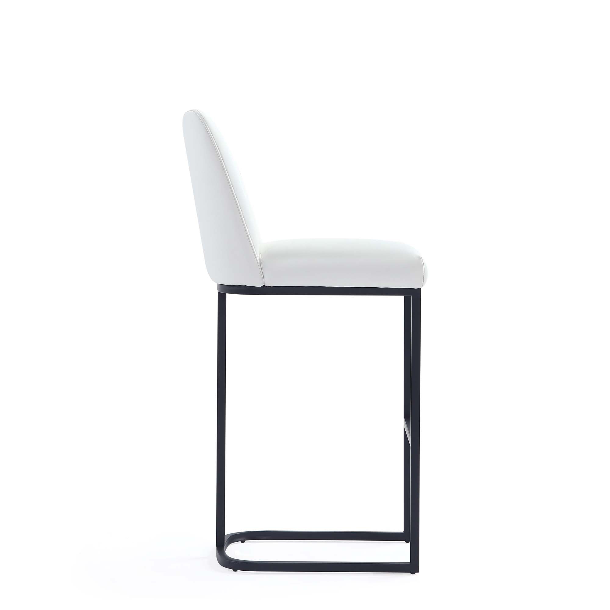 Alt View 3. Manhattan Comfort - Serena Modern Metal Upholstered Barstool - Set of 3 - White.