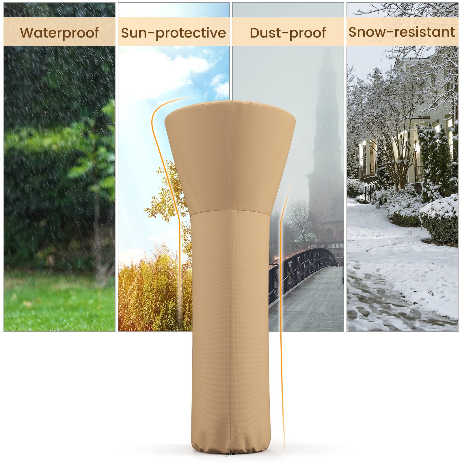 Waterproof  
Sun-protective  
Dust-proof  
Snow-resistant