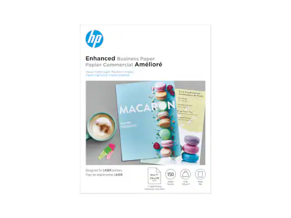 **Enhanced Business Paper**
Papier Commercial Amélioré
Heavy matte paper. Maximum impact.
Papier mat lourd. Impact maximal.
**Fruit Combinations**
Combinaisons de Fruits
- Kiwi - Mango
- Strawberry Apricot
- Mango - Passion Fruit
- Pineapple - Coconut
**MACARON**
BAKERY PATISSERIE
Designed for LASER printers
Pour les imprimantes LASER
8.5x11"
216x279 mm
150 Sheets
Feuilles
2-Sided Printing
Impression recto verso
Matte
Mat
40 lb
150 g/m²