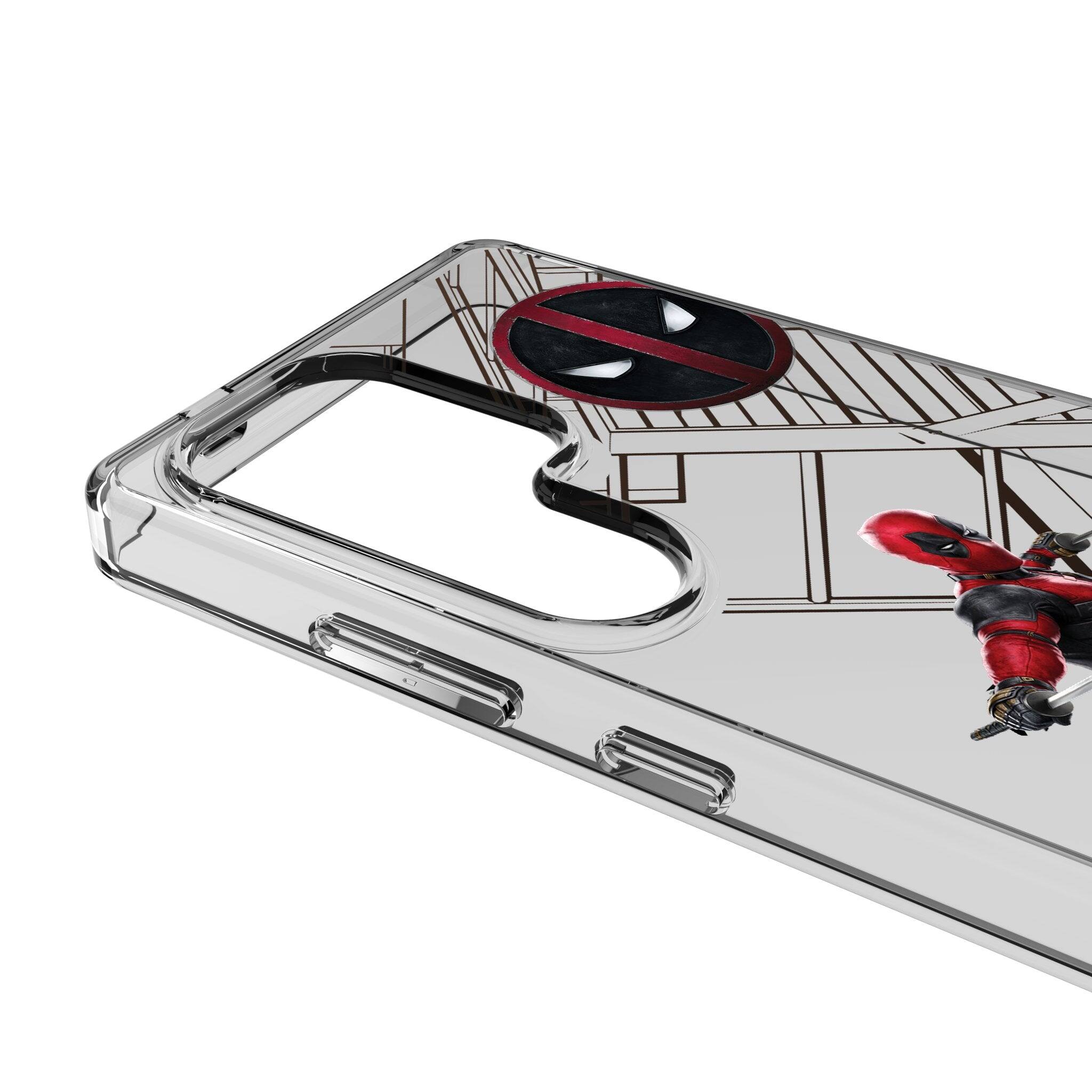 Left. Keyscaper - Marvel MechLine Clear Phone Case - Samsung Galaxy S22 - Deadpool.