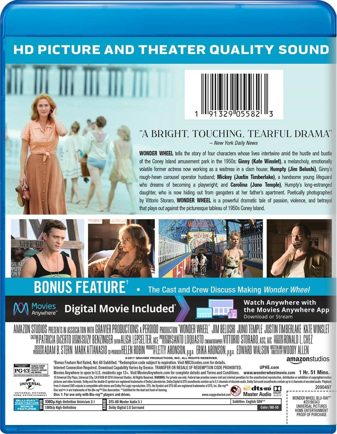 Back. Wonder Wheel (Blu-ray + Digital HD) [Blu-ray].