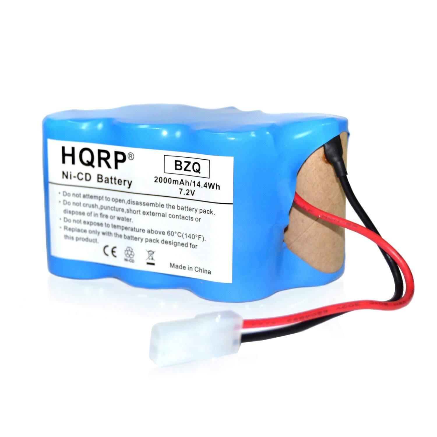 HQRP BZQ Ni-CD Battery 2000mAh/14.4Wh 7.2V

Do not attempt to open, disassemble, crush, puncture, or dispose of in fire or water. Do not expose to temperature above 60°C (140°F). Replace only with the battery pack designed for this product.

CE -- CO Made in China