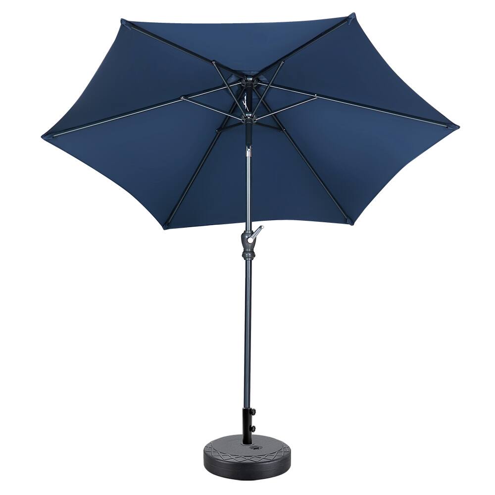 Back. Ainfox - Ainfox 7.5ft Patio Umbrella With Argyle umbrella base - Navy Blue.