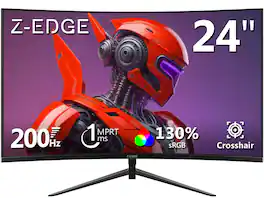 Z Z-Edge - 24" 1080P Full HD 200Hz 1ms Ultra Thin Frame Curved Gaming Monitor, FreeSync, HDMI 2.0, DP 1.4 - Black