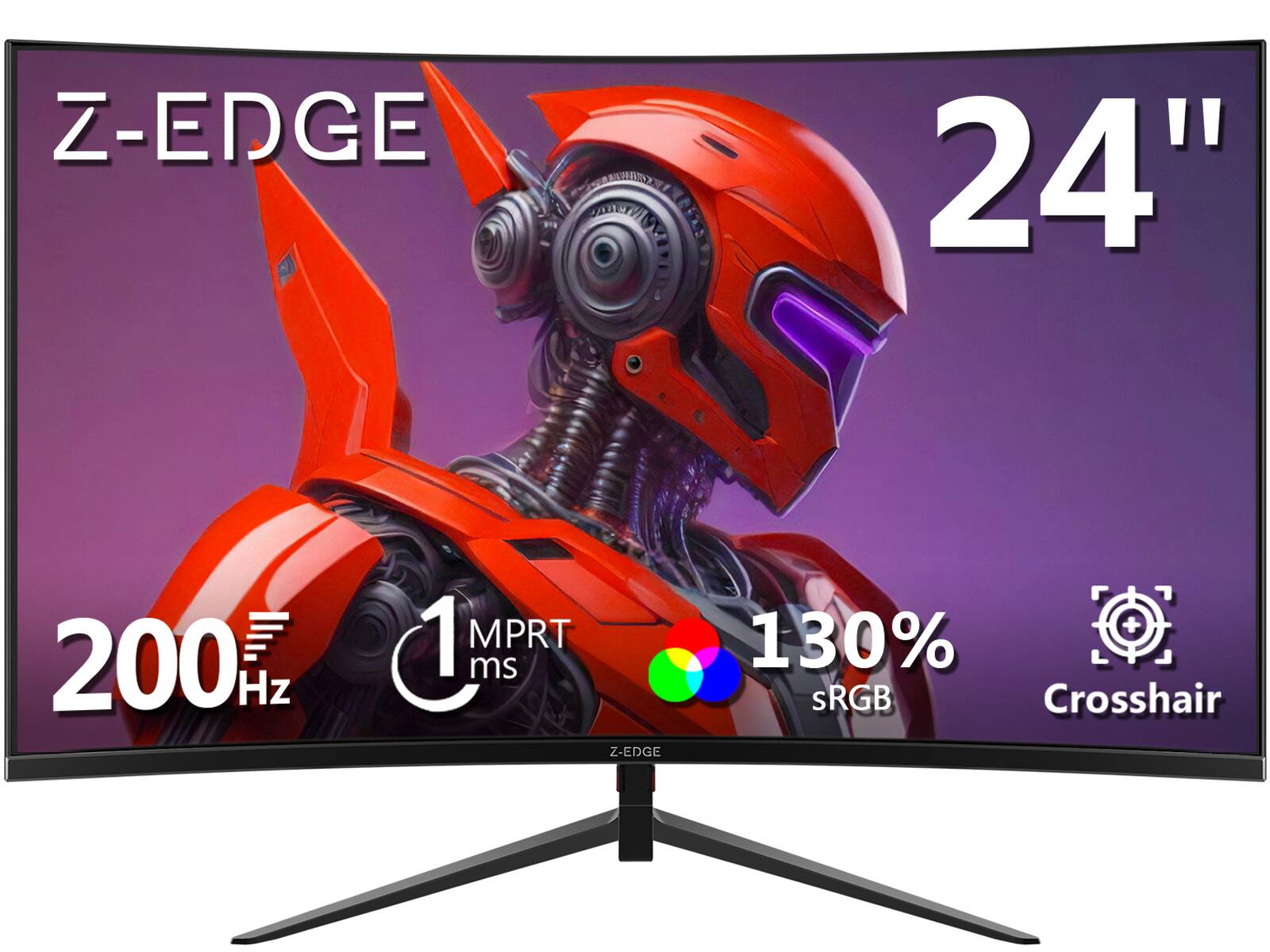 Z Z-Edge - 24" 1080P Full HD 200Hz 1ms Ultra Thin Frame Curved Gaming Monitor, FreeSync, HDMI 2.0, DP 1.4 - Black