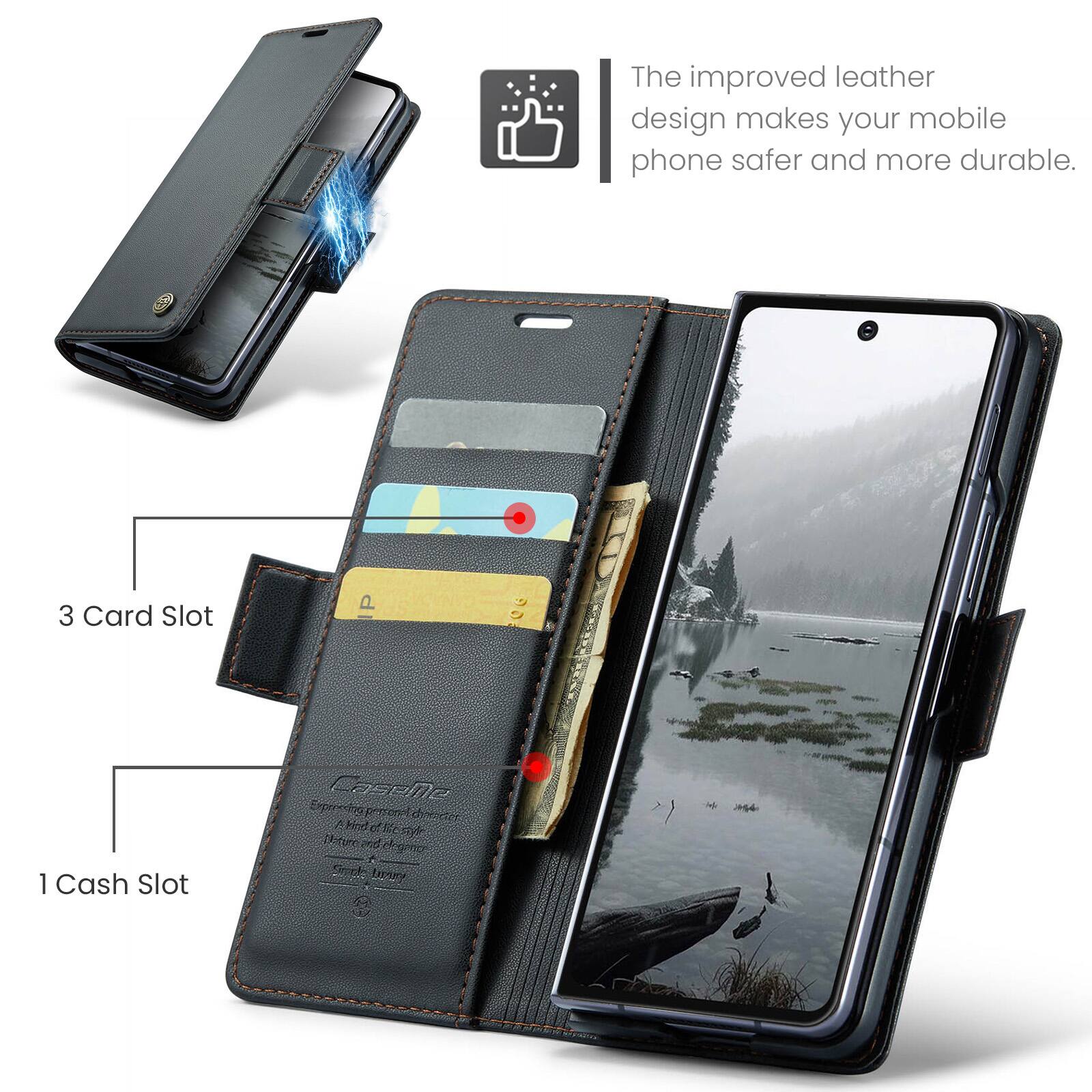 The improved leather design makes your mobile phone safer and more durable. 5 3 Card Slot P 1 Cash Slot