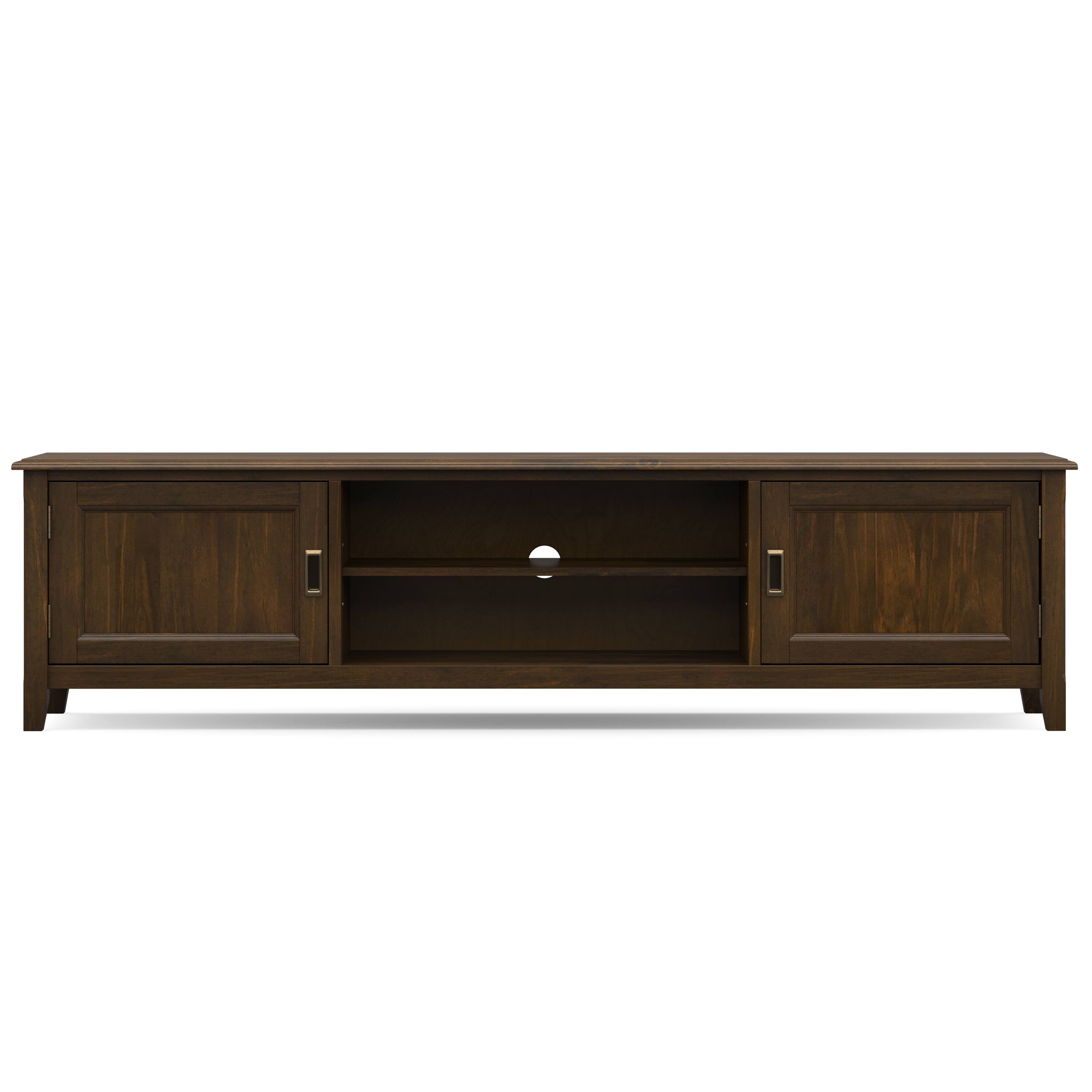 Left. Simpli Home - Burlington SOLID WOOD 72 inch Wide Transitional TV Media Stand in Mahogany Brown  For TVs up to 80 inches - Mahogany Brown.
