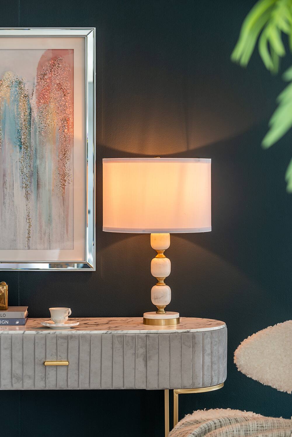 Back. Dexmalle - Dexmalle-Marble Table Lamp-White.