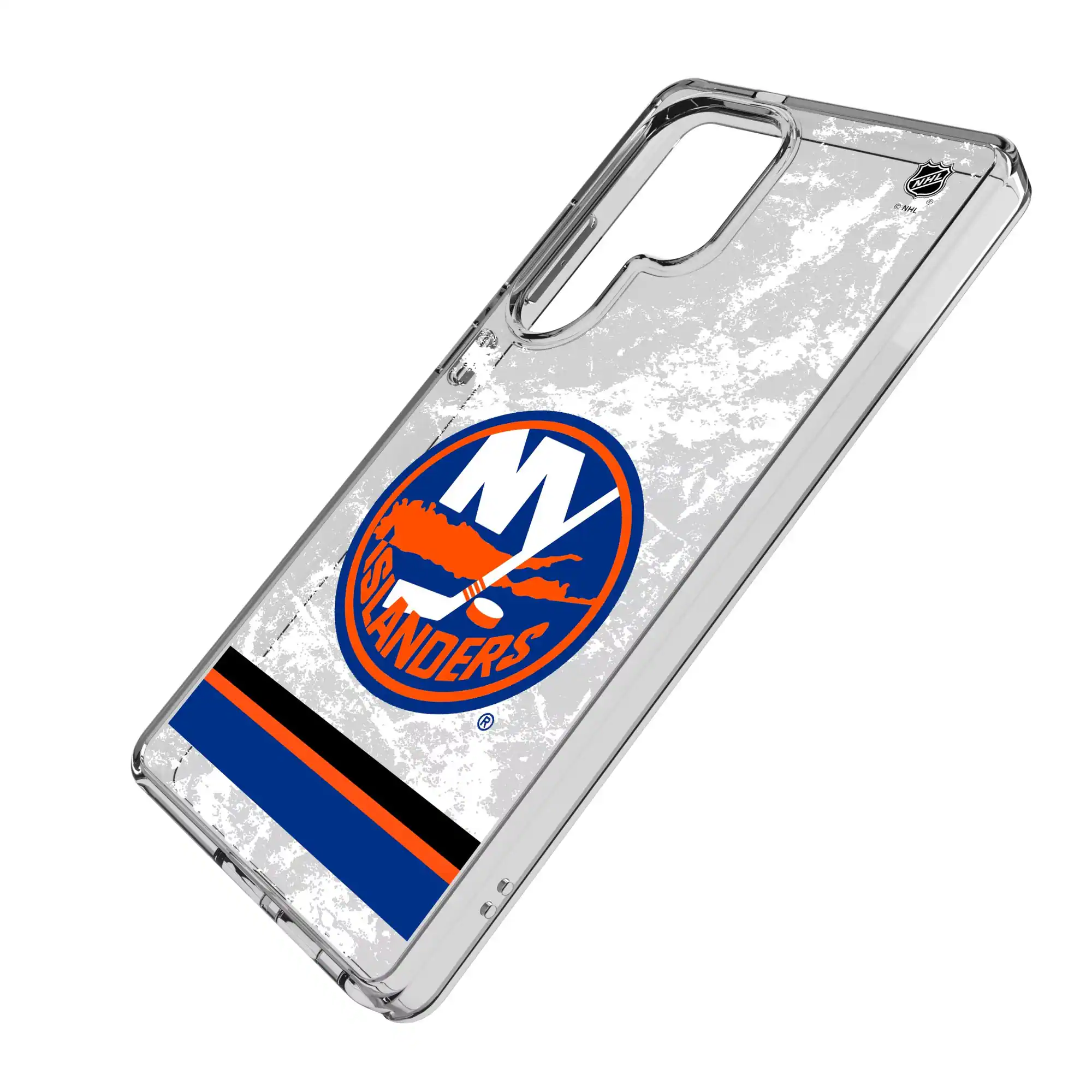 Alt View 1. Keyscaper - New York Islanders Galaxy Stripe Clear Ice Case - S24 Ultra - Multicolor.