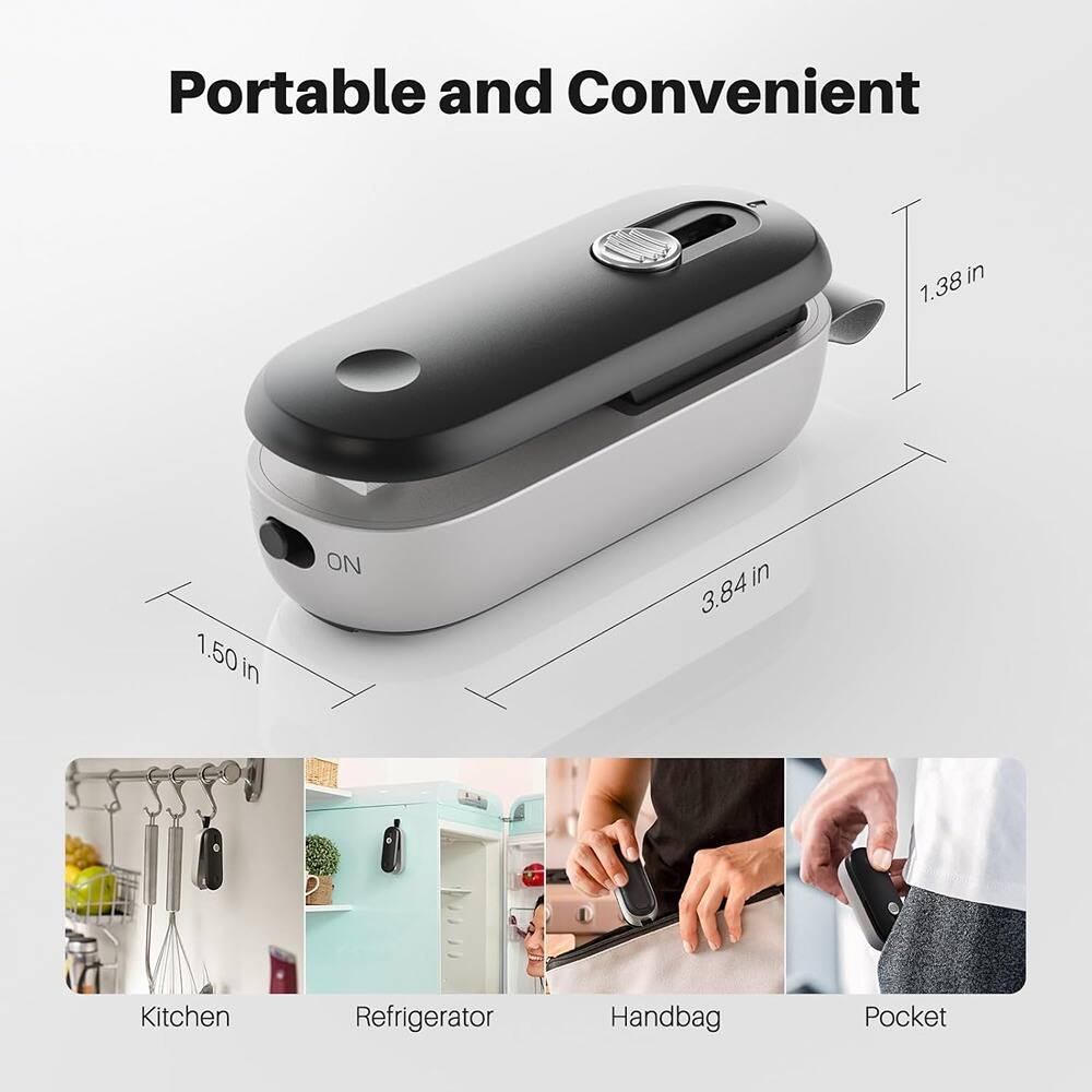 Portable and Convenient

1.38 in  
1.50 in  
3.84 in

ON

Kitchen  
Refrigerator  
Handbag  
Pocket